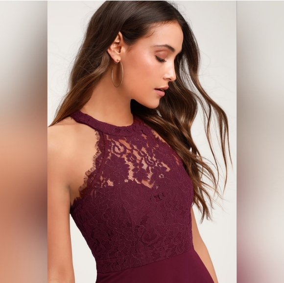 Lulu's Dance All Evening Burgundy Lace Maxi Dress Women's Size Extra Small XS - Picture 3 of 11
